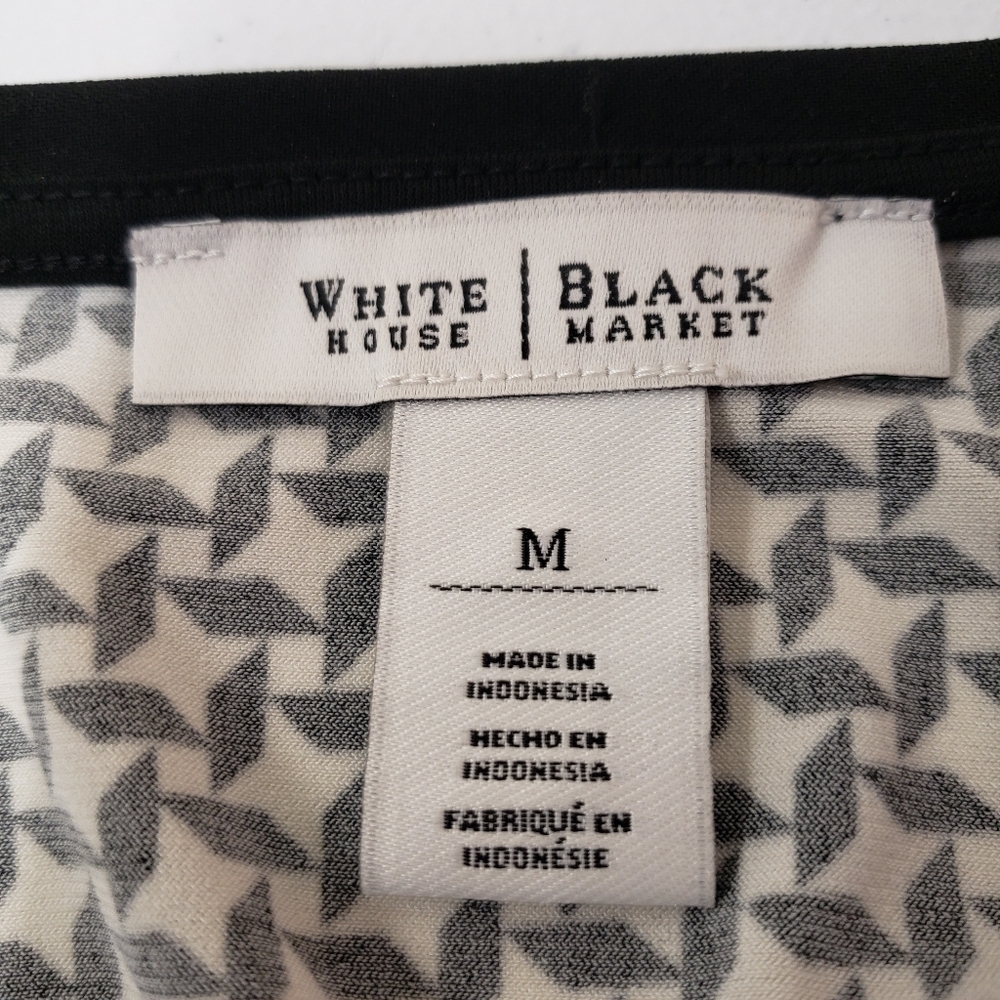 White House Black Market Womens Top Sheer Neckline Sleeves Size Medium - Picture 4 of 6